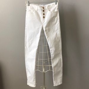 LOFt High Waist Skinny Button Front Jeans